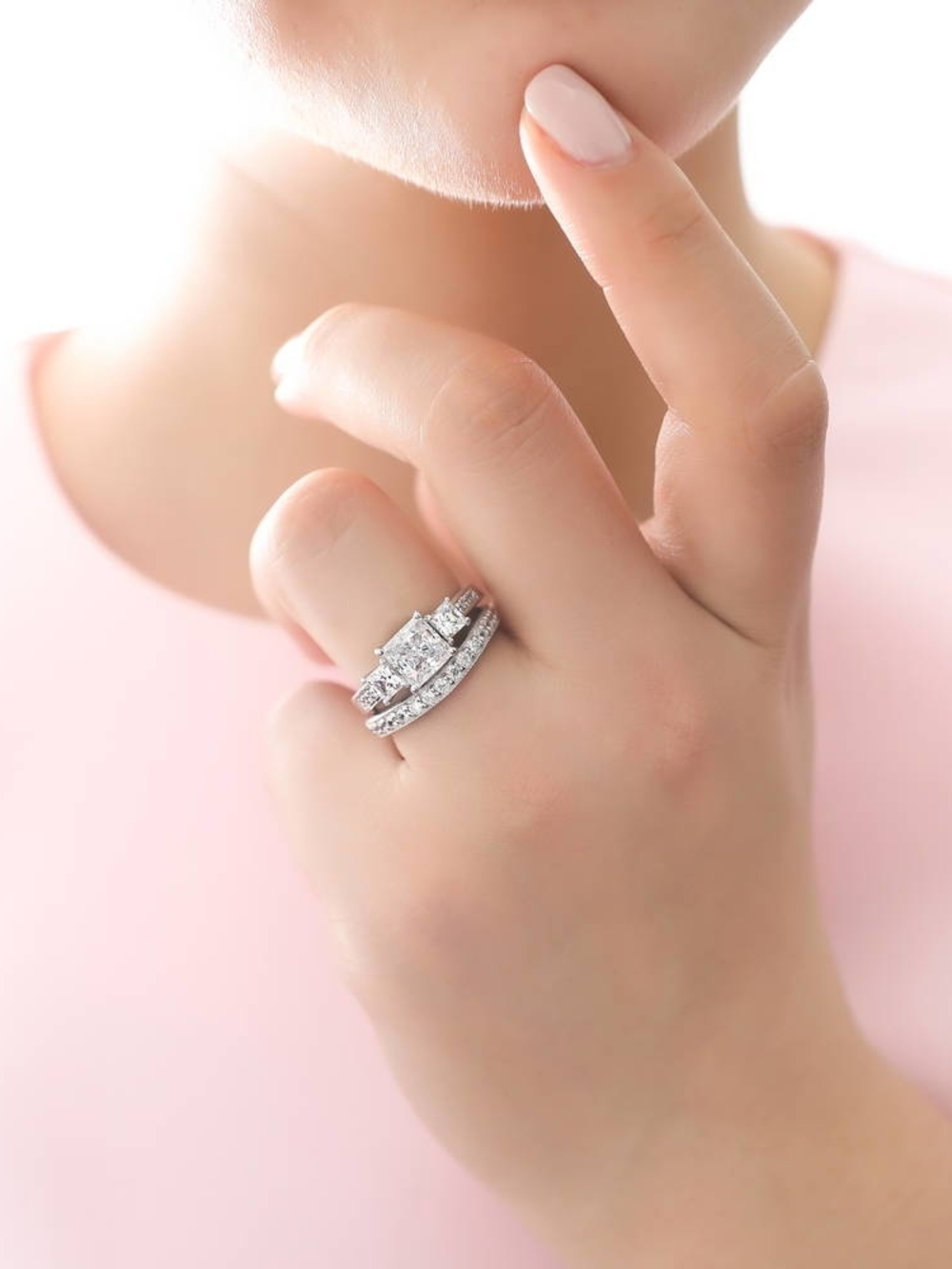 DESIGNER 3-STONE PRINCESS CUT 2CT ENGAGEMENT RING